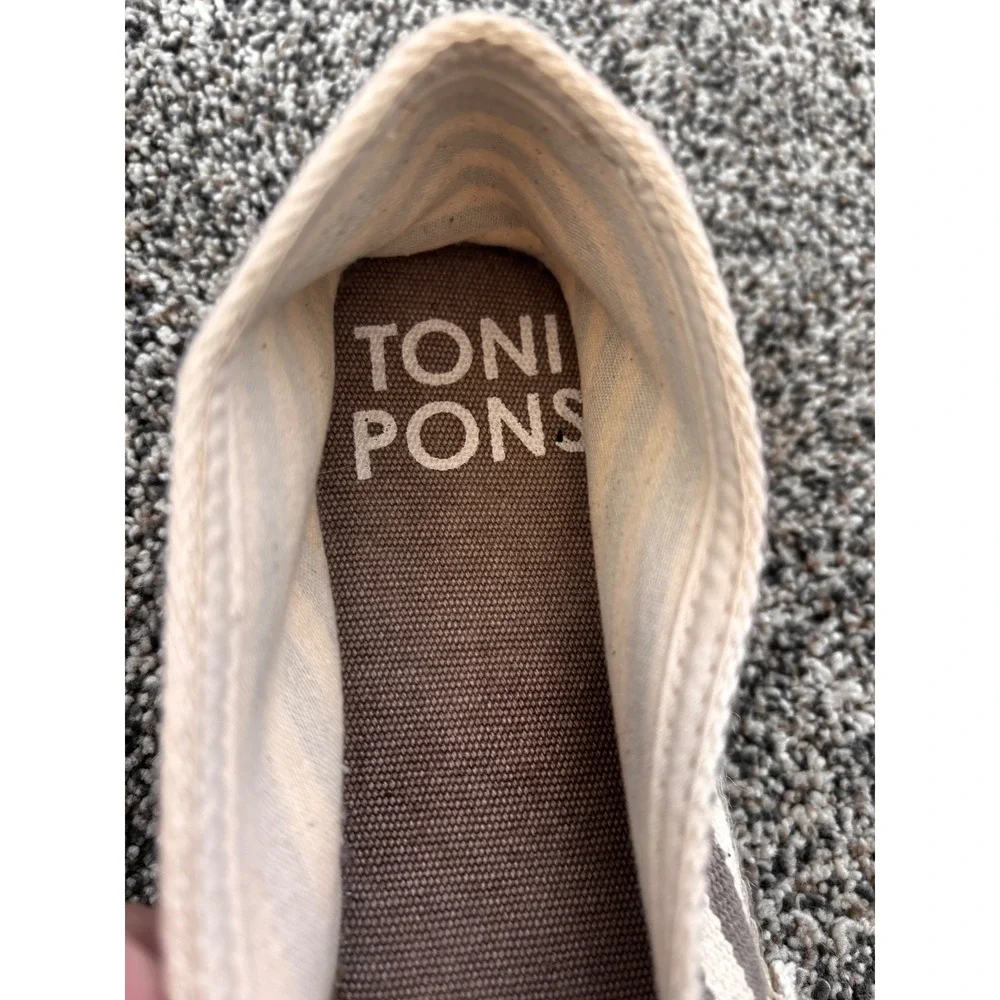 Toni Pons Women's‎ Espadrille Slip On Shoes Taupe cream Striped Casual Size 9